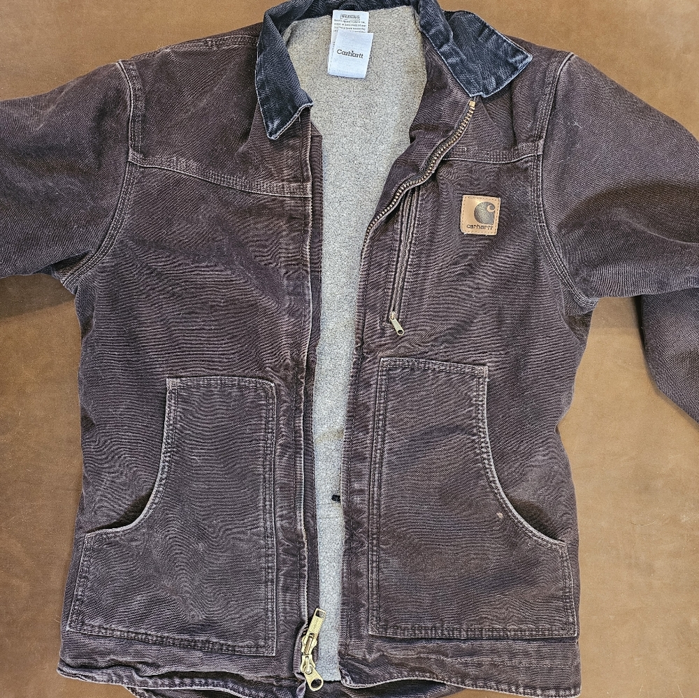 Carhartt Sherpa Lined Coat Dark Brown Size Small Minimal Wear